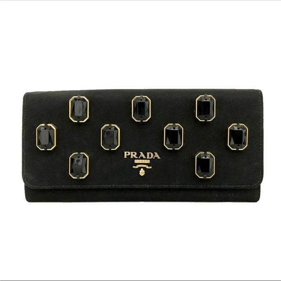 Authentic Rare PRADA Gorgeous black Tessuto Pietre Jeweled wallet - Picture 9 of 9